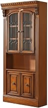 Starlight Canyon Home Antique Vintage Pecan Glass Door Cabinet, Traditional English Library Style, Durable, Elegant Bookcase for Living Room, Home Office