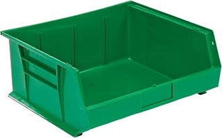 Global Industrial Green Plastic Stacking Bin 16-1/2 x 14-3/4 x 7, Lot of 6