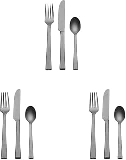 Mikasa Stonewash York 12-Piece Flatware Set, Service For 4 (Pack of 3)