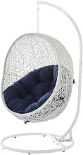 White Outdoor Patio Chair with Stand, Comfortable Cushion, Durable Frame, Stylish Design for Outdoor Lounge, Backyard, Patio Use