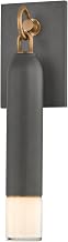 Troy Lighting Osprey Hanging Wall Sconce | Graphite and Patina Brass Finish | Capsule Design with Opal Glass Lens | Indoor Outdoor Accent Light | 5" W x 17.25" H | B5617-PBR/GRA