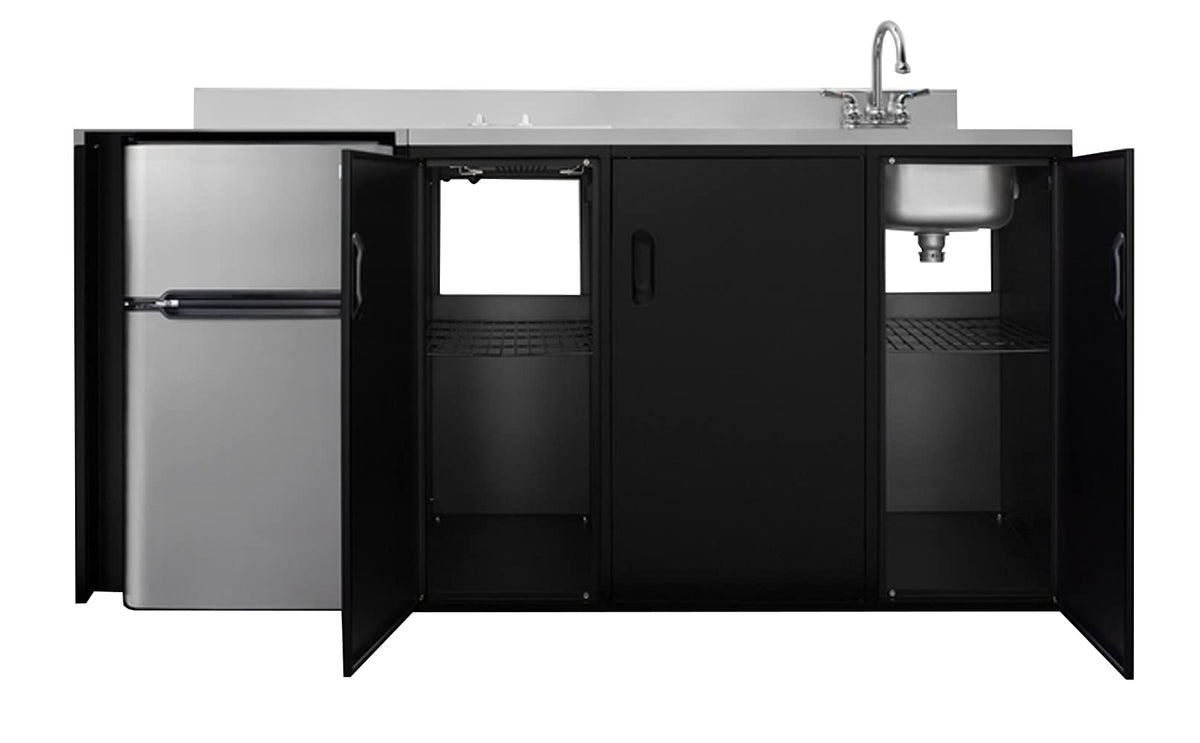CK72ADASINKR 72 Wide All-In-One Kitchenette by Summit Appliance – 12.25 x 13.75 inches, 3.2 cubic_feet, Glass, Black