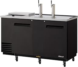 Club Top Beer Dispenser, 69.13" L, (2) Swing Doors, Stainless Steel Countertop And Black Laminated Exterior, Stainless Steel Inside Walls & Floor, Galvanized Steel Interior Top, (3) 1/2 Barrel Capacity, 3" Dia. Stainless Steel Insulated Beer Columns, Door Locks, Recessed Handles, Double Faucet Beer Tower, Side Mount, Front Breathing, 4" Casters, 1/3 Hp, 115v/60/1, 7.0 Amps, Cord With Nema 5-15p, Nsf 7, Cetlus