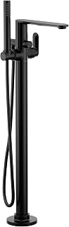 Moen Greenfield Matte Black One Handle Freestanding Floor Mount Tub Filler with Handshower, Bathtub Faucet with Removable Wand, 620BL