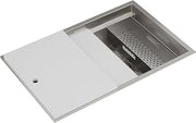 Elkay CS30K Circuit Chef 32-1/2" Undermount Single Basin Stainless Steel Kitchen Sink with Basin Rack, Colander, and Cutting Board - Stainless Steel/White
