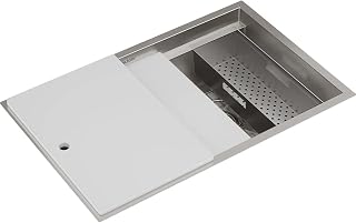 Elkay CS30K Circuit Chef 32-1/2" Undermount Single Basin Stainless Steel Kitchen Sink with Basin Rack, Colander, and Cutting Board - Stainless Steel/White