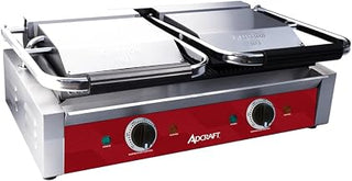 Adcraft Double Sandwich Grill, Grooved 18.80" x 9.2" Cooking Surface, in Stainless Steel