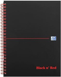 Oxford Black n' Red A5 Glossy Hardback Wirebound Notebook, Ruled, 140 Page, 1 Notebook