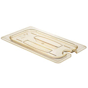 40HPCHN150 H-Pan Amber 1/4 Size Notched Food Pan Cover w/Handle by Cambro – High Heat Plastic, Amber, Model 40HPCHN-150