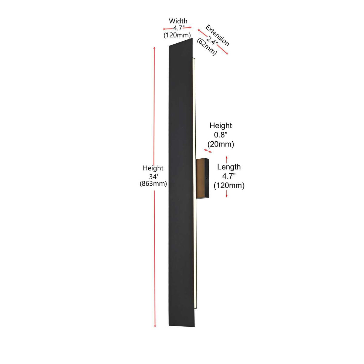 Waylen LED Outdoor Wall Sconce Black by Lighting Design – 119, Iron, Black, Model OD506W34BK