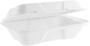Vegware Plant-Based Compostable 9 x 6in Large Bagasse Clamshell (Case of 200)