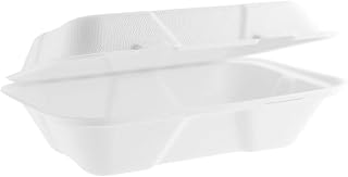 Vegware Plant-Based Compostable 9 x 6in Large Bagasse Clamshell (Case of 200)