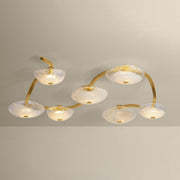 Kune 7-Light Semi Flush | Natural & Vogue Style | Vintage Gold Leaf Finish | Made of Steel & Glass | Damp-Rated for Bathroom Use | 68.75" Dia x 10.5" H | -VGL by Corbett Lighting
