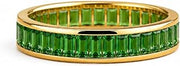 4x2mm Baguette Cut Emerald Full Eternity Wedding Band for Women Solid Yellow Gold Channel Set Stackable Handmade Jewelry Gift for Her