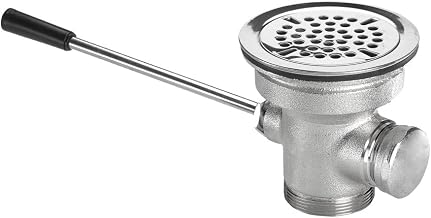 Krowne 22-404 Krowne Lever Waste Valve, 3-1/2" Sink Opening, 2" NPS Drain Outlet, 1-1/2" Reducer with Rubber Washer, 4-1/2" Flange, Stainless Steel Strainer & Handle
