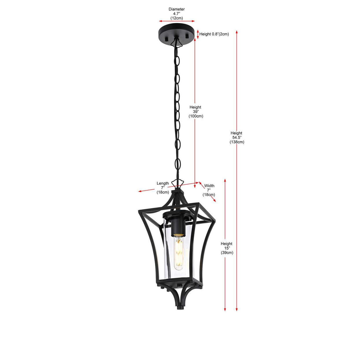 Belgrade One Light Outdoor Pendant Black by Lighting Design – Iron, Black, Model OD311H15BK