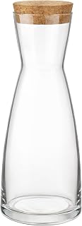 Bormioli Rocco Ypsilon Glass Carafe Set with Cork Tops - 36.25 oz Contemporary Juice Containers & Drink Dispensers for Wine, Water, Milk - Dishwasher Safe Glassware for Entertainment, Made in Italy