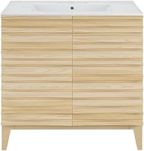 Swiss Madison Cascade 30" Freestanding Bathroom Vanity in Natural Oak with 3-Hole Widespread Sink Top