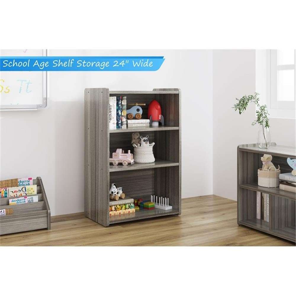 School Age Shelf Storage by Tot Mate – Ready-To-Assemble, 3/4" Thick Industrial Grade Wood Composite Core With Laminate Surfacing, Shadow Elm Gray, Model TMS401R.0W92