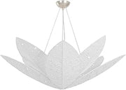 Azores 8-Light Chandelier | Warm Silver Leaf w/Handmade Paper Petals | Botanical Magnolia-Inspired Design for Dining Room or Foyer | Modern Organic Ceiling Light Fixture | 561-40-WSL