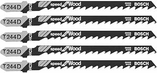 Bosch T244D 5 pc. 4 in.6 TPI Speed for Wood T-Shank Jig Saw Blades
