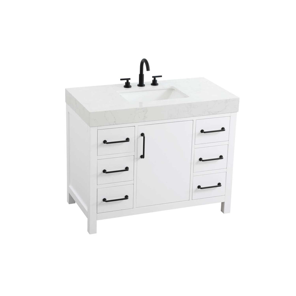 Elegant Kitchen and Bath 42" Single Bathroom Vanity in White by Elegant Lighting – unspecified, Wood, White, Model VF60642WH