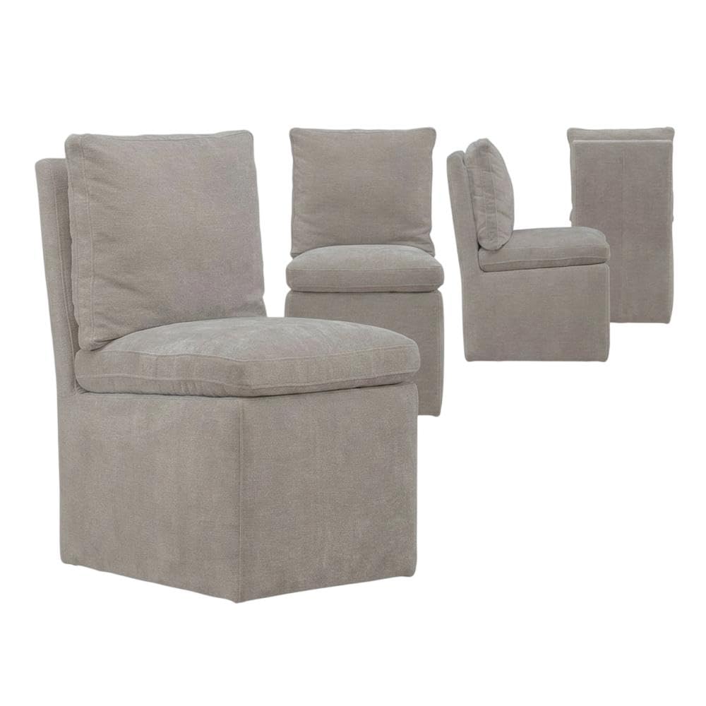 Solid Wood Upholstered Dining Chair with Castors by Starlight Canyon Home – Solid Hardwood,Plywood, Brown, Pack of 4