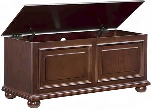 Furnifact Cedar Veneer Storage Chest with Rubberwood Frame and Bun Feet, Hope Chest Blanket Trunk Wooden Cedar Chests for Storage Bedroom, Brown