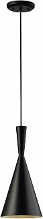 Canarm Rocco 1-Light Pendant Light, Black with Aluminum Shade, Adjustable Hanging Cord, Modern Lighting for Kitchen, Dining Room or Entryway