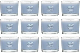Yankee Candle Signature Votive Mini Candle Jar, Ocean Air Scent, Natural Soy Wax Blend Candle with Natural Fiber Wick, 1.3 OZ Glass Jar (Pack of 12)