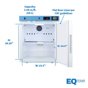 EQTemp Right Hand Door / 1.94 cu. ft. / White Lab Refrigerators