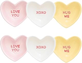 10 Strawberry Street Candy Hearts 3-Section Serving Tray, Set of 2
