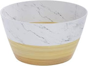 HUBERT Serving Bowl Wood and Marble Look Melamine - 12"Dia x 6 1/2"H