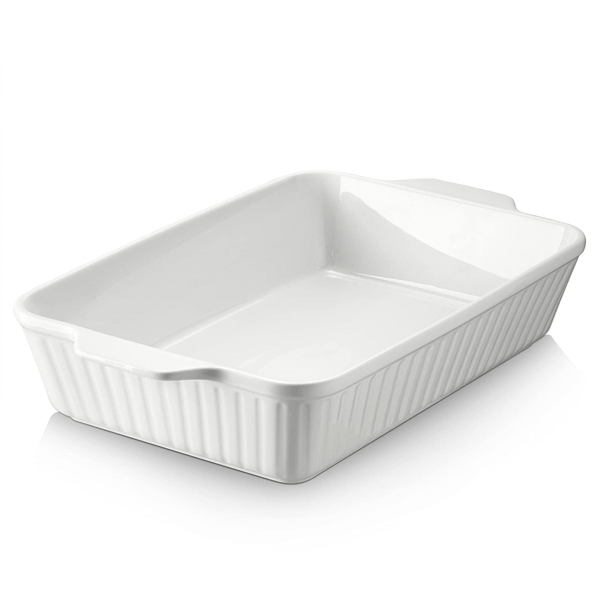 DOWAN Ceramic Casserole Dish, 9x13 Rectangular Bakeware, 4.2 Quarts, Soft White