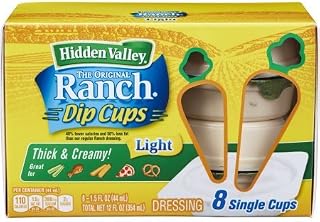 Hidden Valley Light Ranch Dip Cups 8 - 1.5 oz Cups (Pack of 2)