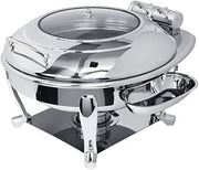 3938GS Crown Collection 6 Quart Induction Chafing Dish, Round, Hinged Glass Lid, Freedom Style Stand