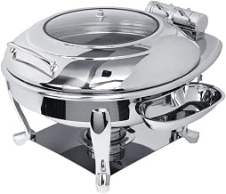 3938GS Crown Collection 6 Quart Induction Chafing Dish, Round, Hinged Glass Lid, Freedom Style Stand
