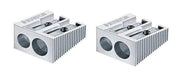 Aluminium Double Hole Pencil Sharpener x by STAEDTLER – Aluminum Metal, Silver, Pack of 2, Model 52000