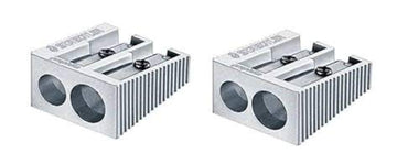 Aluminium Double Hole Pencil Sharpener x by STAEDTLER – Aluminum Metal, Silver, Pack of 2, Model 52000