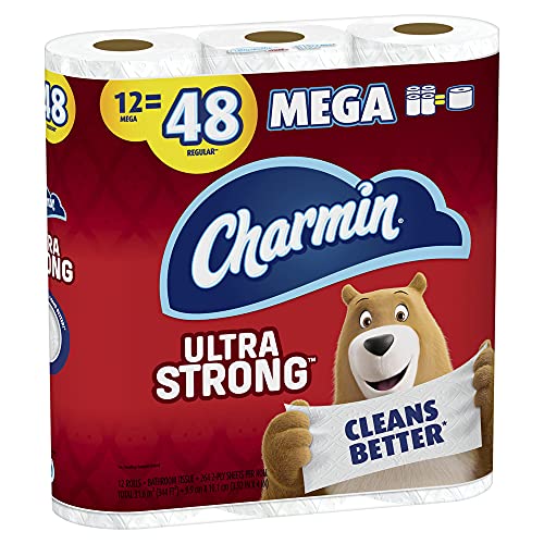 Charmin 24 Mega Rolls = 96 Regular Rolls / White / 1 Paper & Plastic
