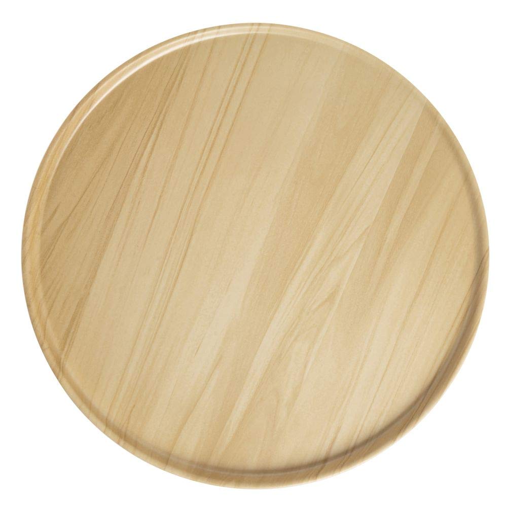 White with Light Wood Melamine Platter - 13" Dia by HUBERT – Large, Melamine, White, Model H0287-WHITE