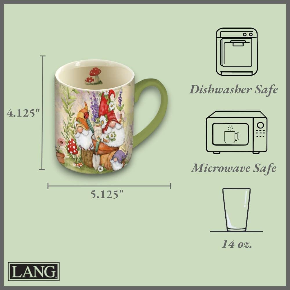 Garden Gnomes Coffee Mug by Lang – 14 Ounces, Paper, Multicolor, Model 2122102