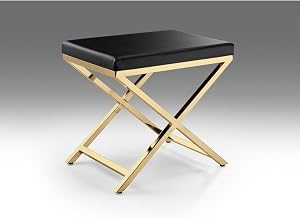 Bed Bath & Beyond PU Chair with Chrome Base Black/Gold