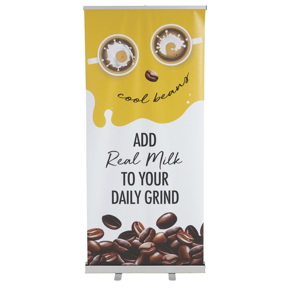 Retractable Banner Stand - 79" L x 33" W by HUBERT – Black