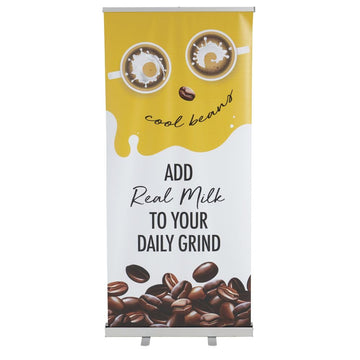 Retractable Banner Stand - 79" L x 33" W by HUBERT – Black