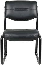 Starlight Canyon Home LeatherPlus Armless Side Chair with Sled Base, Desk Chair No Wheels for Waiting Room, Office or Guest Reception, Black
