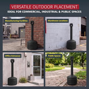 Justrite Black / 4 Gallon / Cease-Fire Smoking Receptacles