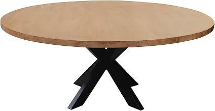Starlight Canyon Home Mango Wood Round Dining Table with Cross-Leg Base, 72 Inch Dining Table for 8 Large Dining Room Table, Natural