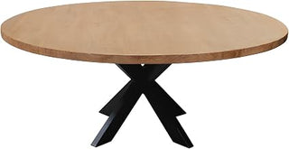 Starlight Canyon Home Mango Wood Round Dining Table with Cross-Leg Base, 72 Inch Dining Table for 8 Large Dining Room Table, Natural