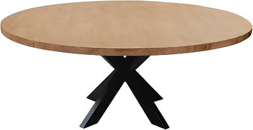 Starlight Canyon Home Mango Wood Round Dining Table with Cross-Leg Base, 72 Inch Dining Table for 8 Large Dining Room Table, Natural